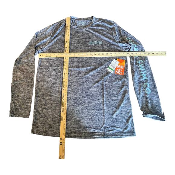 NEW Surf & SWIM TEE Long Sleeve LG Men's Women's Blue Gray Soft T Shirt UPF 50+ - Picture 4 of 6
